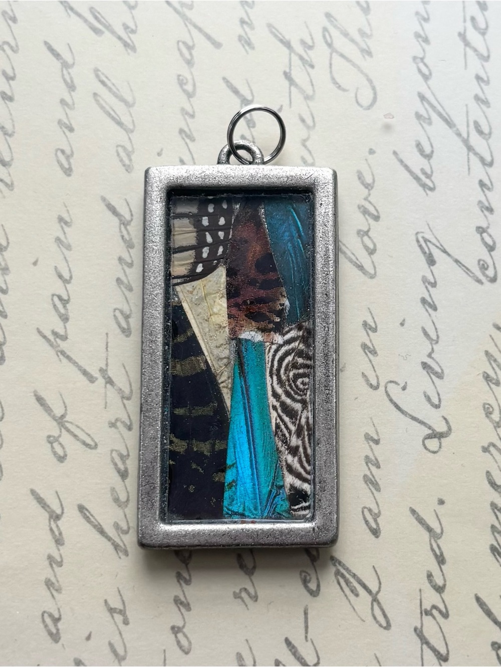 Handmade Rectangular Mixed Butterfly Wing Pendant